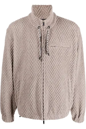 Emporio Armani Chevron-fleece zip-up jacket
