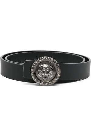 Roberto Cavalli Tiger Head-buckle leather belt