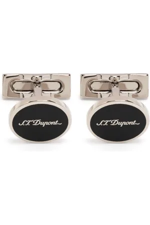 S.T. Dupont Engraved-logo oval cufflinks