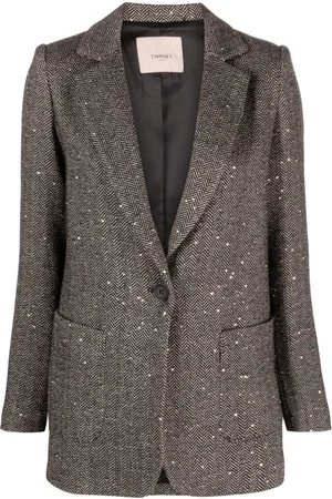 Twin-Set Sequinned herringbone-pattern blazer