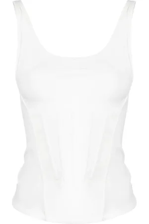 MUGLER Logo-embossed corset tank top