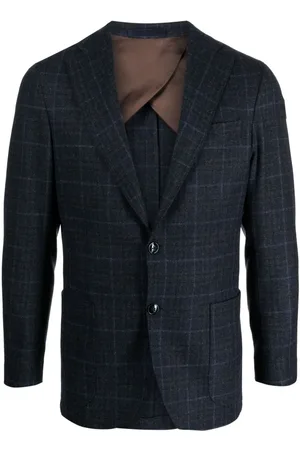 BARBA Checkered single-breasted blazer