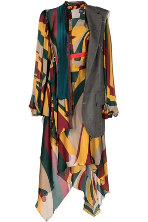 Kolor Layered-panels asymmetric midi dress