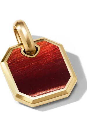 David Yurman 18kt yellow gold Roman tiger eye amulet (15mm)