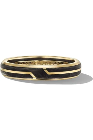 David Yurman 18kt yellow gold Forged Carbon band ring (4mm)