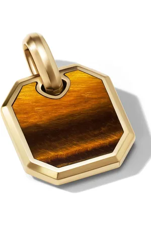 David Yurman 18kt yellow gold Roman tiger eye amulet (15mm)