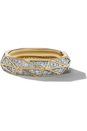 David Yurman 18kt yellow Torqued Faceted diamond ring (6mm)