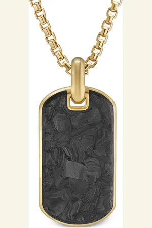 David Yurman 18kt yellow gold forged carbon tag (42mm)