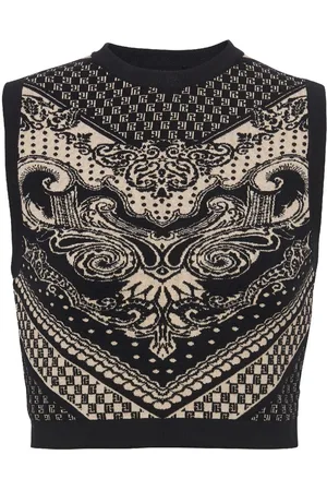 Balmain Patterned intarsia-knit crop top