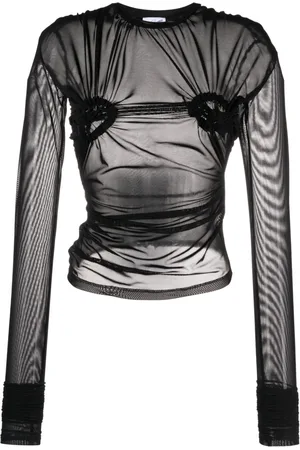 Vaquera Ruched detailed mesh top