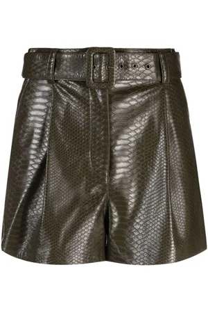 Twin-Set Snakeskin-effect belted mini shorts