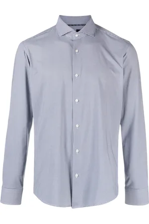 HUGO BOSS Grid-pattern long-sleeve shirt