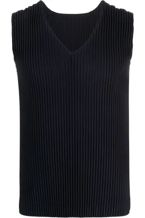 Issey Miyake V-neck plissé-effect tank top