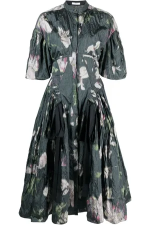 Erdem Puff-sleeved corset midi dress