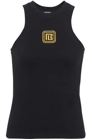Balmain PB logo-embroidered tank top