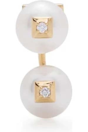 Eera 18kt yellow Double pearl and diamond earring