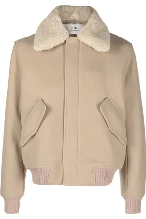 Ami Shearling-collar virgin wool jacket