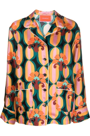 La DoubleJ Geometric-print silk shirt