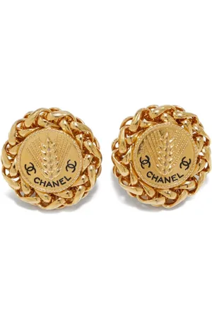 Chanel Vintage Gold Metal and Red Resin CC Flower Earrings, 1984-1992, Fashion | Clip-On Earrings, Vintage Jewelry (Very Good)