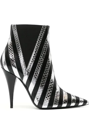Saint Laurent Kiki 100mm snakeskin-effect striped boots