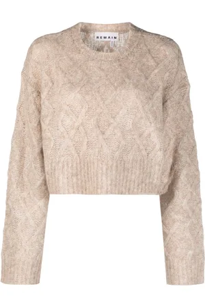 REMAIN Cable-knit cropped wool blend jumper