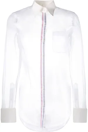 Thom Browne RWB-placket transparent silk shirt