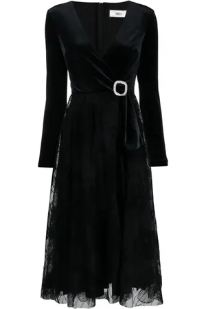 NISSA V-neck tulle midi dress