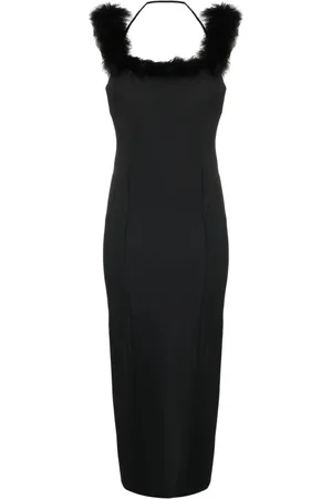 The Attico Feather-trim midi dress