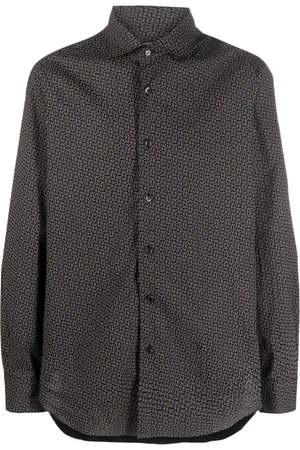 BARBA Floral-print cotton blend shirt