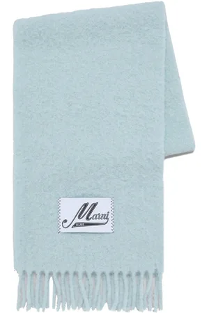 Marni Logo-patch knitted scarf