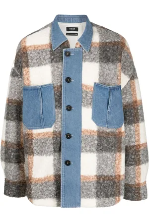 FIVE CM Plaid-check faux-shearling shirt