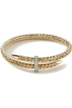 John Hardy 18kt yellow Spear diamond cuff bracelet