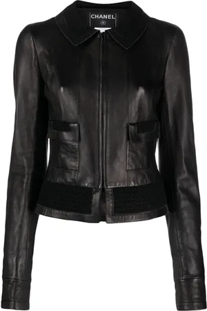 CHANEL 2004 elasticated-panel leather jacket