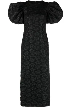 ROTATE 3D floral-jacquard midi dress