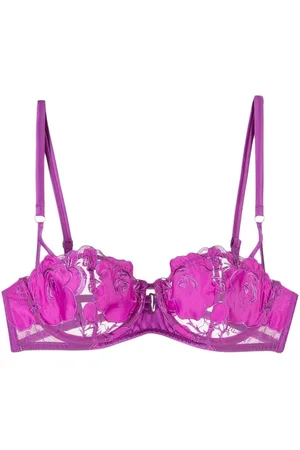 FLEUR DU MAL Rose-embroidered balconette bra