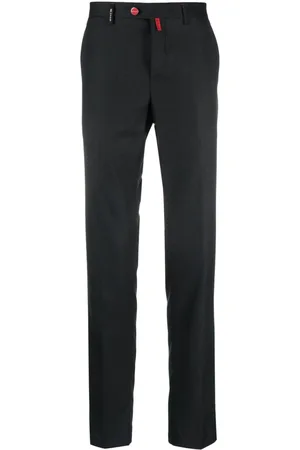 Kiton Slim-cut logo-tag chinos