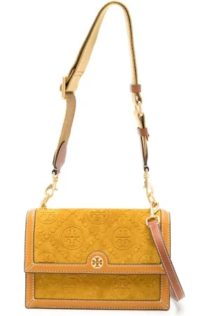 Tory Burch T monogram embossed suede shoulder bag