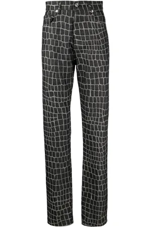 VERSACE Crocodile-print straight-leg jeans