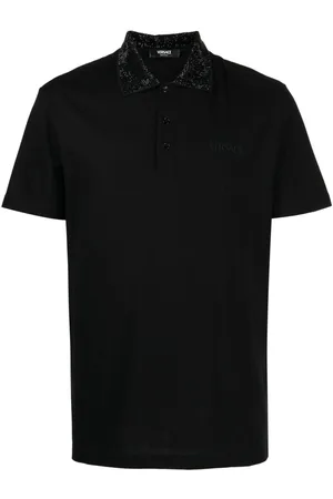 VERSACE Embellished cotton polo shirt