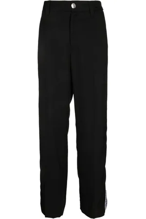 VERSACE Logo-stripe gabardine trousers