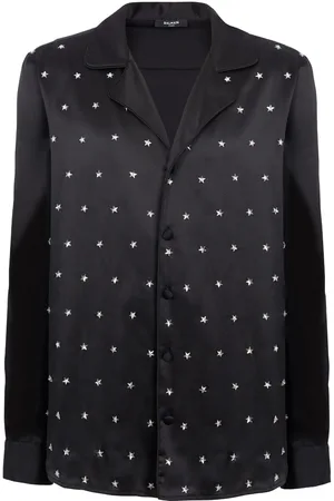 Balmain Stars-embroidered silk shirt