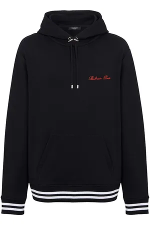 Balmain Signature-embroidered cotton hoodie