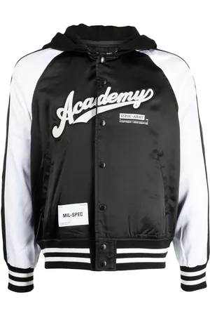 Izzue Text-embroidered satin bomber jacket
