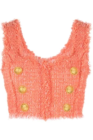 Balmain Buttoned tweed cropped top