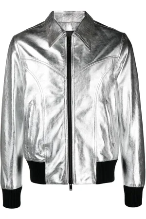 PT Torino Metallic leather bomber jacket