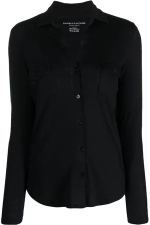 Majestic Long-sleeve cotton-cashmere shirt