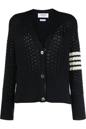 Thom Browne 4-Bar pointelle-knit virgin-wool cardigan