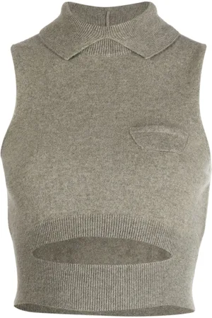 MERYLL ROGGE Split-neck sleeveless top