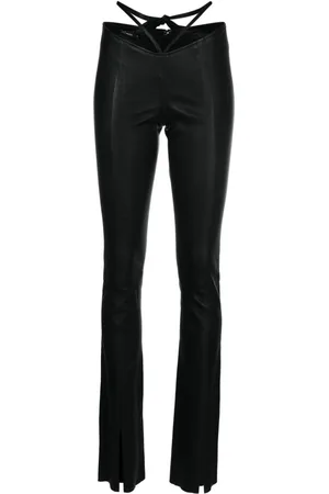 Manokhi Tie-fastening leather skinny trousers