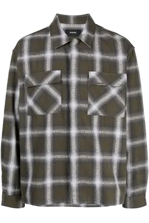Represent Logo plaid-print cotton-blend shirt